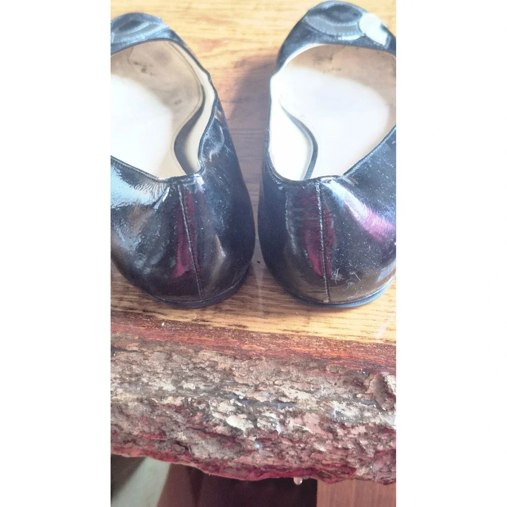 Coach Black Patent Leather‎ Patchwork C Logo Ballet Flats Womens 6.5 B